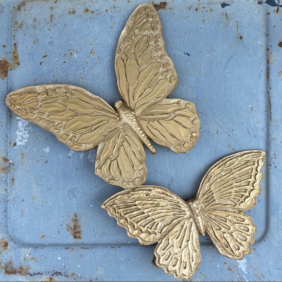 Vintage Gold Tone Butterfly Wall Decor